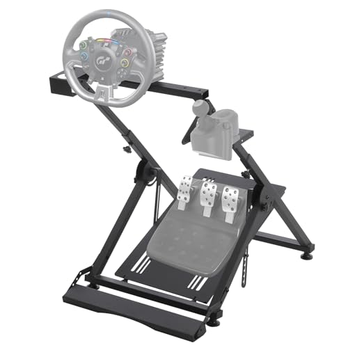 Garvee Racing Wheel Stand, Compatible with Logitech G25 G27 G29 G920 Thrustmaster T330TS Gaming Cockpit Height Adjustable Foldable Gaming Steering Wheel Stand NOT Included, Black