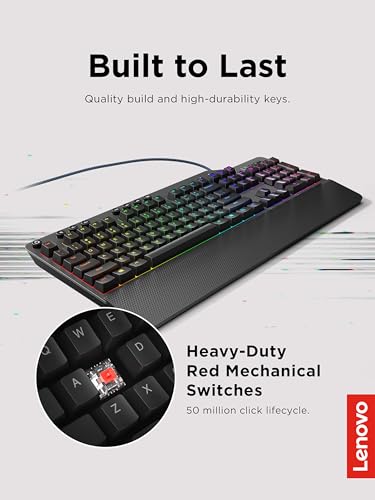 Lenovo GY40T26478 Legion K500 RGB Mechanical Gaming Keyboard, 3 ZONE Full-size Keyboard, 7 user Programmable Hot Keys; 16.8 Million Colors, 50 Million-Click Red Mechanical Keys, Detachable Palm Rest - style: K500 Keyboard