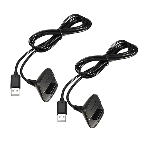 QUMOX 2Pack 1.5m Charging Cable for Xbox 360, Wireless Controller USB Charging Cable Compatible with Microsoft Xbox360 / Xbox 360 Slim Wireless Game Controllers