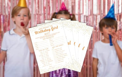 Birthday Party Card Games, Gold Minimalist Themed Who Knows The Birthday Girl Best Game Cards, Fun Sleepover Party Game For Kids Adults, Fun Girls Night Activities Supplies, 07 - color: Minimalist Who Knows The Birthday Girl Best