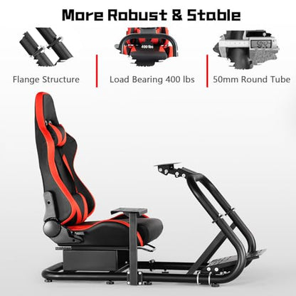 Dardoo G29 Gaming Simulator Cockpit with Real Seat Fit for Logitech G920 G923, for Thrustmaster T300RS, for Fanatec,Direct Drive Sim Racing Cockpit,Without Wheel,Pedal & Handbrake