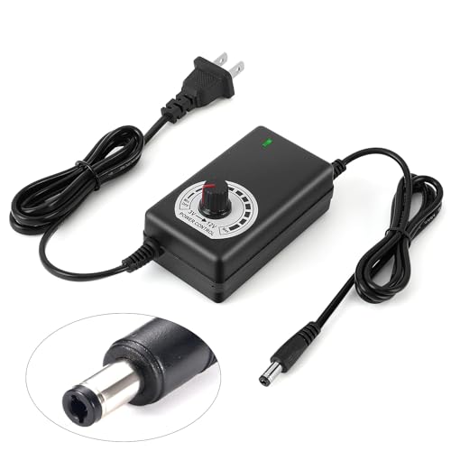 AC to DC Adapter Speed Controller Switch, 3‑12V 2A Adjustable Power Supply Speed Controller, Motor Speed Controller with US Plug 110-240V