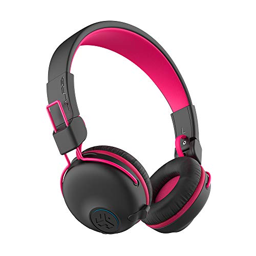 JLab JBuddies Play Gaming Wireless Kids Headset, Pink, 22+ Hour Bluetooth 5 Playtime 60ms Super-Low Latency for Mobile Gameplay, Retractable Boom Mic, AUX Cord Compatible w/Gaming Consoles