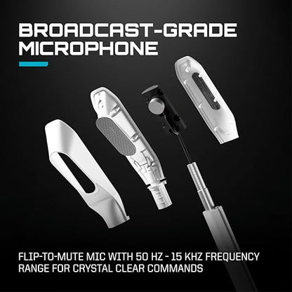 RIG R5 Spear PRO HS Wired Gaming Headset Officially Licensed PlayStation | PS5, PS4, PC - 40mm Graphene Drivers, Tempest 3D Audio, Flip-to-Mute Mic, Memory Foam Cushions - Universal 3.5mm -White - color: White