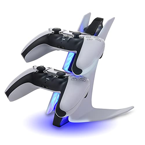 PS5 Controller Charger, PlayStation 5 Controller Charging Station with LED Light and Charger Cable