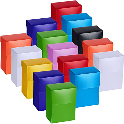 Deekin 18 Packs Deck Cards Box Trading Card Storage Box Case Carrying Case for Family Party Games Supplies(Bright Color,4 x 2.8 x 2 Inch) - color: Red, Orange, Yellow, Light green, Light blue, Purple, Pink, White and Black, size: 4 x 2.8 x 2 Inch