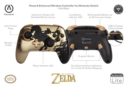PowerA Enhanced Wireless Controller for Nintendo Switch/Switch 2 / Switch Lite/OLED Model - Gold Rider - Gamepad, game controller, Officially Licensed