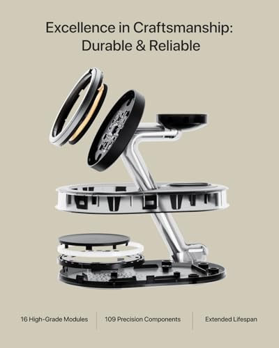 Magnetic Charging Station for iPhone 16/16 Pro/16 Pro Max, Wireless Charger Station for MagSafe iPhones, 3 in 1 Magnetic Charger Stand for iPhone 16/15/14/13/12 Series, Apple Watch & AirPods.(White) - color: White