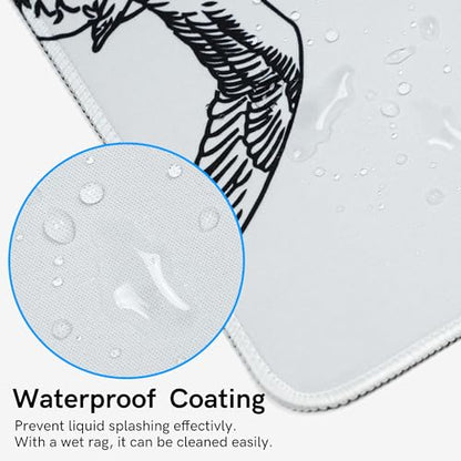 Large Gaming Mouse Pad for Desk,Kanagawa XXL Mouse Pad 35.4x15.7 Inch,Waterproof Desk Pad,Non-Slip Rubber Base Mice Pad,Keyboard Pad Computer Mat,White Mouse pad - color: Kanagawa(white)