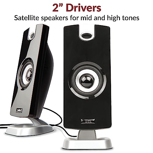 Cyber Acoustics CA-3090 2.1 Speaker System with Subwoofer with 18W of Power – Easy Setup and Convenient Controls, Great for Music, Movies, and Gaming