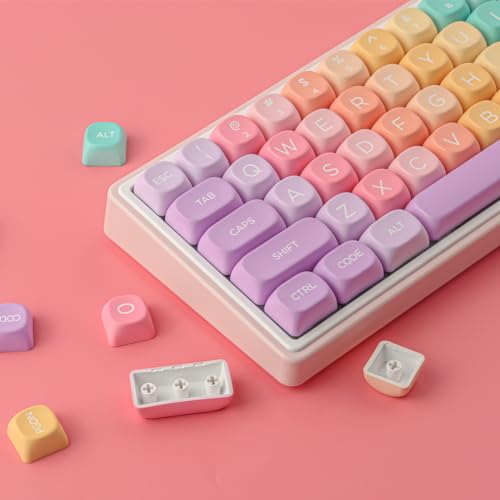 Tsungup MOA Profile Keycaps,PBT Cute Rainbow Candy Keycaps 126 Keys Dye-Sublimation Custom Keycap Set with Keycap Puller for Cherry Gateron MX Swithes Mechanical Keyboards - color: Rainbow Candy