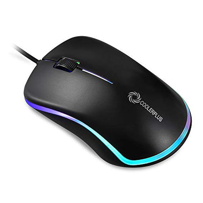COOLERPLUS FC112 USB Optical Wired Computer Mouse with Easy Click for Office and Home, 1000DPI, Premium and Portable,Compatible with Windows PC, Laptop, Desktop, Notebook (Black)