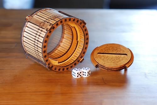 Wooden Dice Shaker Tower Barrel with Acrylic Window – Handmade Plywood Dice Roller, Eco Oil Finish – Perfect for Board Games, D&D, RPG, Tabletop, Gift for Gamers