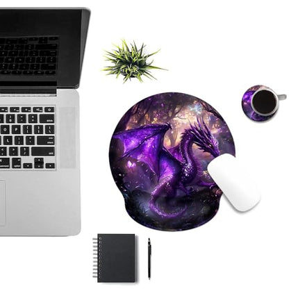 Mouse Pad with Wrist Support, Ergonomic Mouse Pad with Memory Foam Wrist Rest Cushion, Non-Slip Rubber Base Gaming Mice Pad for Home Office Computer Laptop,Dragon - color: Dragon