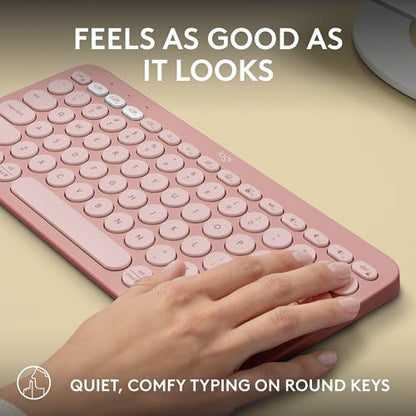 Logitech Pebble Keys 2 K380s, Multi-Device Bluetooth Wireless Keyboard with Customizable Shortcuts, Slim and Portable, Easy-Switch for Windows, macOS, iPadOS, Android, Chrome OS - Tonal Rose - color: Rose