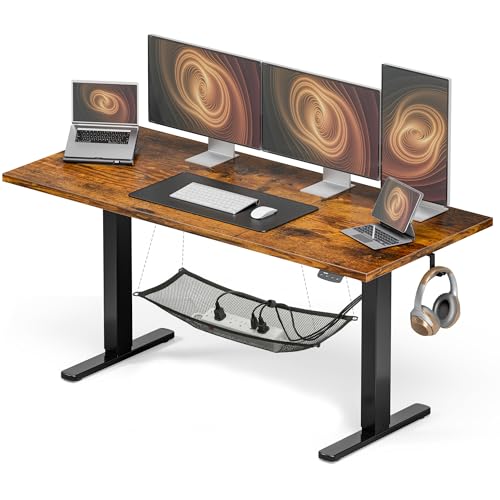 Acrolix Electric Standing Desk with Cable Management,Rustic Brown Height Adjustable Desk with Memory Presets, Sit Stand Table for Work from Home, Ergonomic Computer Desk,63 x 24 inch - color: Rustic Brown, size: 63 inches