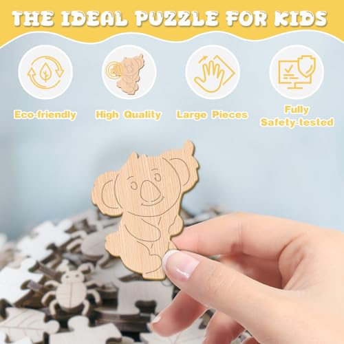 Animal Wooden Puzzles for Kids - Sleeping Koala (11.4 * 11.4 in) | 50 Piece Puzzles for Kids Ages 6-8, Kids Puzzles with Unique Animal Shapes, Round Gift for Girls and Boys - color: Sleeping Koala
