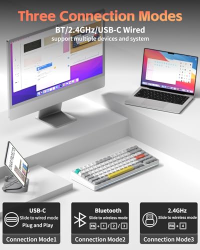 NuPhy Halo V2 IO Wireless Mechanical Keyboard with PBT Keycaps,Hot Swappable Custom Gaming Keyboard,Aluminum Alloy Frame,RGB Backlit,Gasket Structure,BT5.0/USB-C/2.4GHz Low Latency Office Keyboards - color: 75% Layout White, size: Brown Max Switch