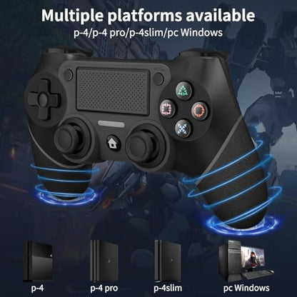Wireless Controller Compatible with PS4/Pro/Slim, Black ps4 controller with Dual Vibration, 1000mAh Battery, 6-Axis Motion Sensor, Built-in Speaker & 3.5mm Headphone Jack, Charging Cable (Black) - color: Black