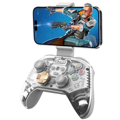 Joso Game Controller with Phone Mount, Play on iPhone/iPad/Android/PS4/PC/Switch with Hall Effect Joysticks/Hall Triggers, Supports Wired Controller with 1000Hz Polling Rate/Cloud Gaming/Streaming - color: White