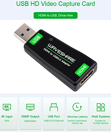 HDMI Video Capture Card, HDMI to USB Converter Adapter, Driver-Free, 4K Input HD1080P USB3.0 (1920 * 1080@60Hz) Output for Gaming/Live Streaming/Cameras, Support Windows, Linux, Android - color: HDMI to USB3.0
