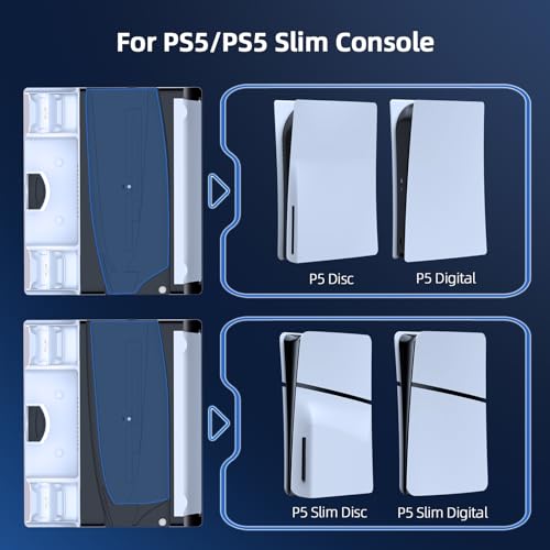 JOYTORN PS5 Vertical Stand with Cooling Fan and Dual Controller Charger Station for PlayStation 5/Slim Console, PS-5 Accessories with Headset Hooker,14 Game Rack Storage, Media Remote Organizer