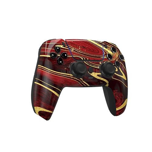 ProControllers LLC Custom Wireless Controller for PS5 - Hand Airbrushed & Multiple Designs Available (Red & Gold Swirl) - color: Red & Gold Swirl