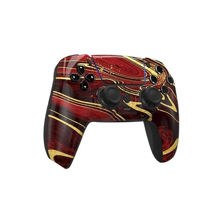 ProControllers LLC Custom Wireless Controller for PS5 - Hand Airbrushed & Multiple Designs Available (Red & Gold Swirl) - color: Red & Gold Swirl