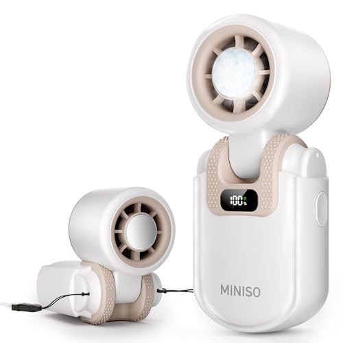 MINISO Portable Handheld Fan with Cooling Plate, Mini Turbo Personal Fan | 3 in 1 USB Rechargeable Small Fan, 5-Speed, Foldable with Ice Cooler, Max 8 H Cooling for Travel, Office, Shopping, Camping - color: White