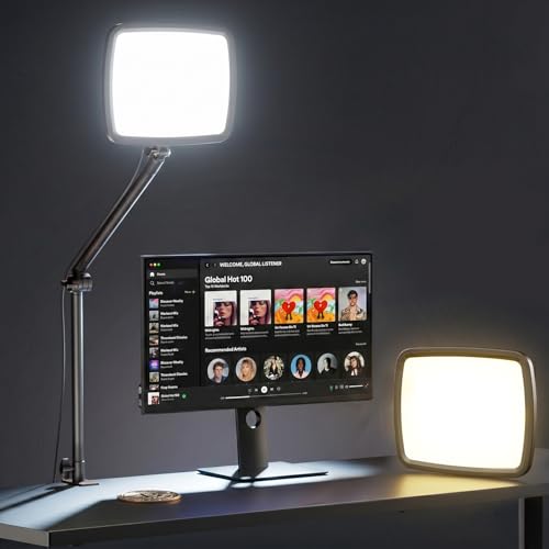 NiceVeedi 14" Soft Streaming Light, Dimmable Desk Ring Light with Clamp, 2700K-6500K/CRI97+/Flexible Arm/Modular Design/Remote, Key Light for Podcast/Home Office/YouTube/TikTok/Makeup/Video Calls