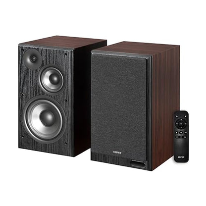 Edifier R2750DB MKII Powered Bookshelf Speakers, 144W 3-Way Active Speakers with Sub Out, Hi-Res Audio, Bluetooth 6.0 with LDAC, HDMI/Optical/Coaxial for Turntable, PC, TV, Home Audio - Walnut - color: Walnut