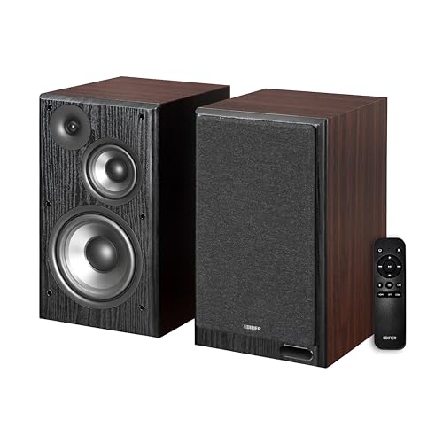 Edifier R2750DB MKII Powered Bookshelf Speakers, 144W 3-Way Active Speakers with Sub Out, Hi-Res Audio, Bluetooth 6.0 with LDAC, HDMI/Optical/Coaxial for Turntable, PC, TV, Home Audio - Walnut - color: Walnut