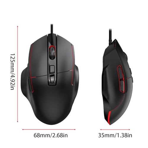 Tangxi Wired Gaming Mouse, Ergonomic Optical Mouse with 1200-7200 Adjustable DPI, 7 Macro Programmable Buttons, 4 Backlit Lights, 125-1000HZ Polling Rate, for Laptop PC