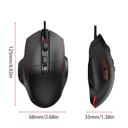 Tangxi Wired Gaming Mouse, Ergonomic Optical Mouse with 1200-7200 Adjustable DPI, 7 Macro Programmable Buttons, 4 Backlit Lights, 125-1000HZ Polling Rate, for Laptop PC