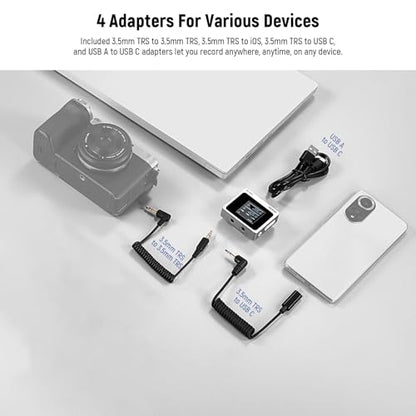 Neewer CM31 Wireless Lavalier Microphone with 8GB Storage 820ft Range 48KHz 24Bit Noise Cancelling Compatible with iPhone iPad Android PC Camera YouTube/TikTok Stream Podcast Interview - style: CM31