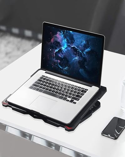 AICHESON Laptop Cooling Pad 5 Fans Up to 17.3 Inch Heavy Notebook Cooler, Blue LED Lights, 2 USB Ports, S035, Blue-5fans - color: Blue