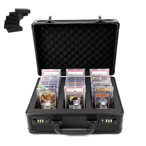 3-Row Graded Card Storage Box with Coded Lock | Spring-Loaded Pushers | Removable EVA Boards | For PSA BGS SGC CGC Slabs - size: 3 Raw