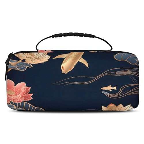 Adornori Floral Japanese Chinese Fish Carry Case Compatible with Nintendo Switch 2, with 20 Games Cartridges, Portable Travel Carrying Case Pouch for Accessories & Game Cards - color: Multicolor 19