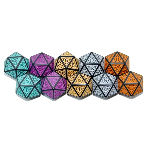 SmartDealsPro 10-Pack 20 Sided Dice D20 Polyhedral Dice for DND RPG MTG Table Game (Mix Retro Color 2) - color: Mix Retro Color 2