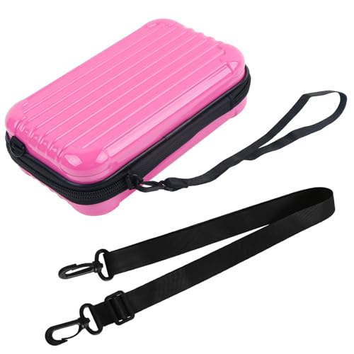 Pink Hard Shell Makeup Case Cosmetics Case Carrying Hard Makeup Bag | for Toiletry Storage Cross Body Bag with Shoulder Strap for Detachable Grip Rope and Shoulder Strap for Travel - color: Pink