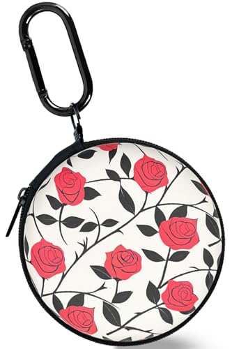 Earbud Case Headphone Organizer Ear Bud Case Portable EVA Carrying Box Storage Bag with Carabiner for AirPods Beats Bose Galaxy Buds 4/3/FE Data Cable Storage (Red Rose) - color: Red Rose