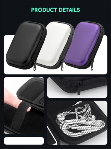 Storage Case with 2PCS Protective Film for R36S/R35S/RGB20S Handheld Game Console, Travel Carrying Bag Hard EVA Protective Cover Organizer with 2 Keycaps (White Set) - color: White Set