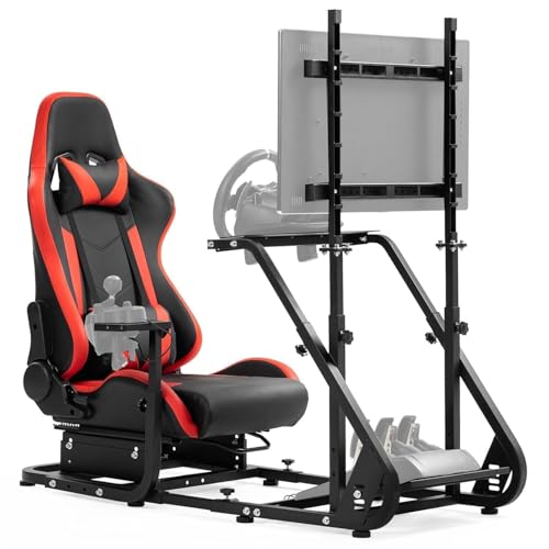 Dardoo G923 Racing Simulator Cockpit with Monitor Mount and Red Seat | Fit for Logitech G25 G27 G29 G920, for Thrustmaster T150 T300,Simulator Cockpit without Wheel,Pedal,Shift and Monitor