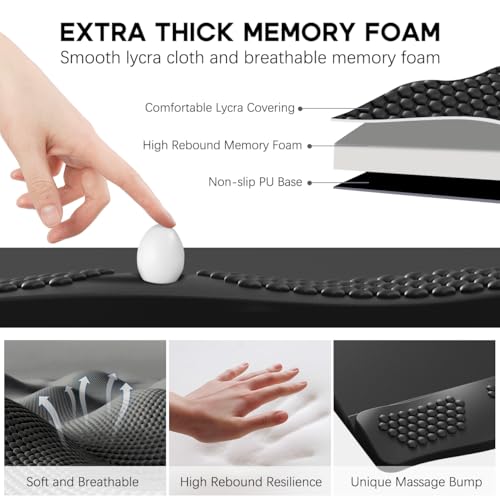 JIKIOU Wrist Rest with Keyboard Stand, Computer Wrist Support Pad Black | 2-Angle Ergonomic Adjustability, Massage Bump Design, Non-Slip PU Base, Soft Memory Foam Desk Cushion for Office Home School