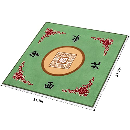 Yellow Mountain Imports Table Cover for Mahjong, Poker, Card Games, Board Games, Tile Games, and Dominoes - Green, 31.1 Inches - color: Green