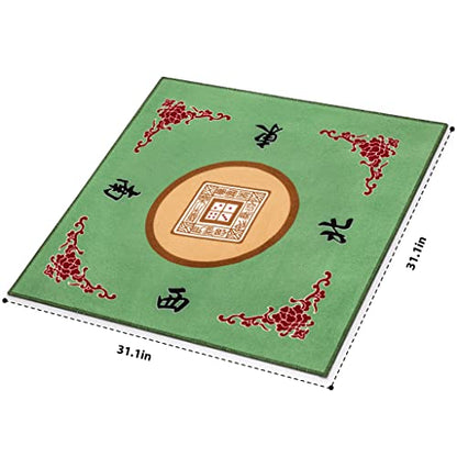 Yellow Mountain Imports Table Cover for Mahjong, Poker, Card Games, Board Games, Tile Games, and Dominoes - Green, 31.1 Inches - color: Green