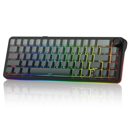 womier L65 60% Mechanical Keyboard Wireless with Knob, Black Gaming Keyboard 4000mAh Battery, Tri Mode USB-C/BT5.0/2.4G Gasket Mounted Key Board RGB Hot Swappable with Gradient keycaps-Linear Switch - color: Black
