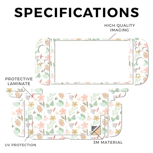 Glossy Glitter Gaming Skin Compatible with Nintendo Switch 2 Console Only - Neutral Flowers - Premium 3M Vinyl Protective Wrap Decal Cover - Easy to Apply | Crafted in The USA by MightySkins - color: Neutral Flowers, size: Switch 2 Console Skin Only, styl