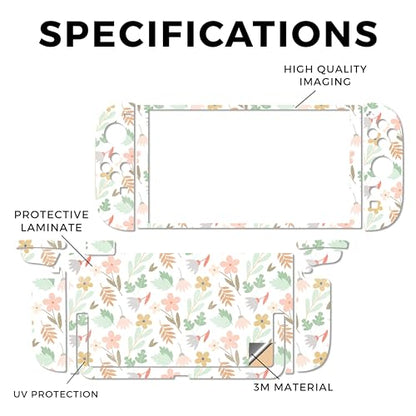 Glossy Glitter Gaming Skin Compatible with Nintendo Switch 2 Console Only - Neutral Flowers - Premium 3M Vinyl Protective Wrap Decal Cover - Easy to Apply | Crafted in The USA by MightySkins - color: Neutral Flowers, size: Switch 2 Console Skin Only, styl