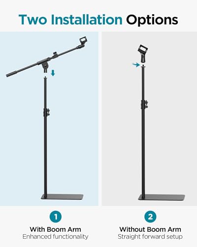 InnoGear Mic Stand Floor Microphone Stand with Boom Arm for Singing | Height Adjustable, Detachable, Portable for Travel, Stable Base, Work with Blue Yeti Shure SM58 Samson Q2U Fifine K669B